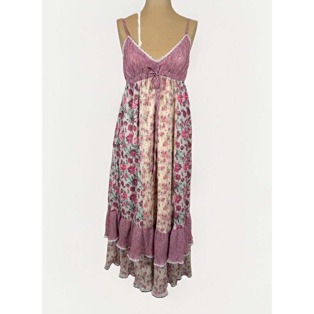Zara Pink Floral Boho Chiffon Maxi Dress Women’s XS/S